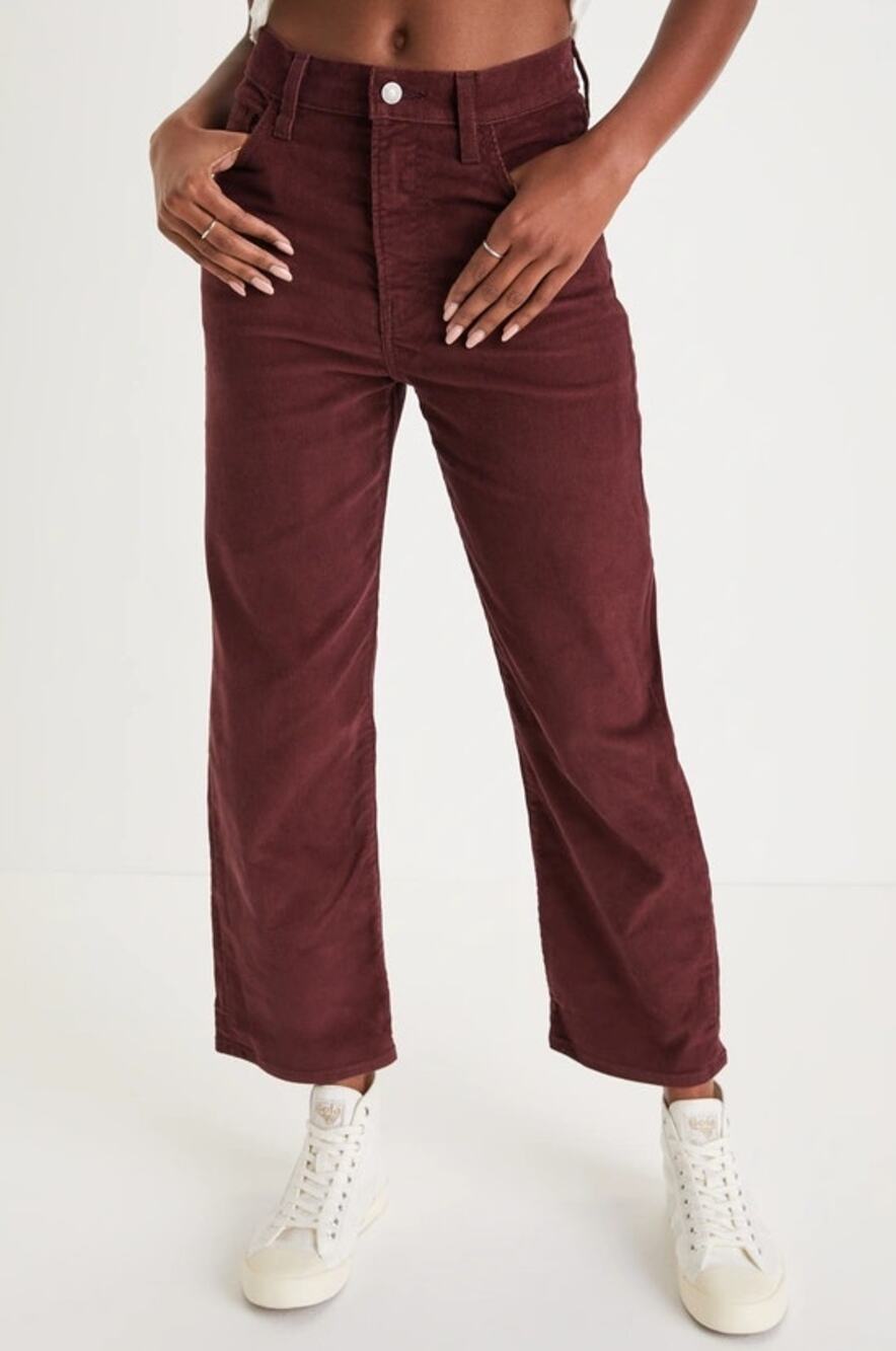 LEVI'S Women's Ribcage Straight Ankle Pants 29x27 US 8 Red Brown Corduroy NWT